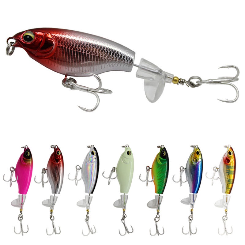 Isca Dura De Pesca isca tucunaré superfície 6g/11g Rabo Rotativo Popper Flutuante Marítima Dura Lápis De Água Sub Estrada Equipamento Ao Ar Livre Cobra