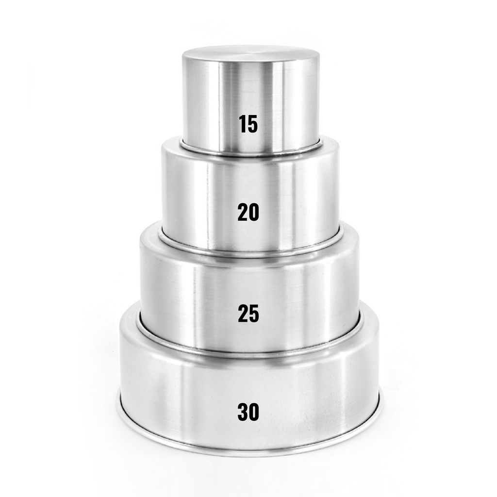 KIT 4 Forma Assadeira Bolo REDONDA ALTA  15 / 20 / 25 / 30 x 10 cm Aluminio - F47