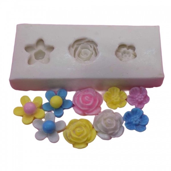 Molde De Silicone Três Rosa Molde Para Confeitaria Molde Para Biscuit 202