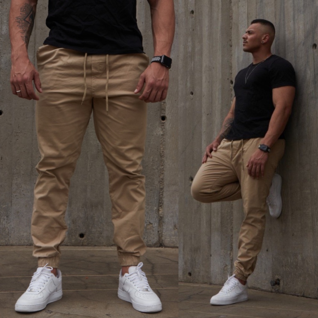 Calça Masculina Jogger Boca Apertada Elastano Estilo Jogador