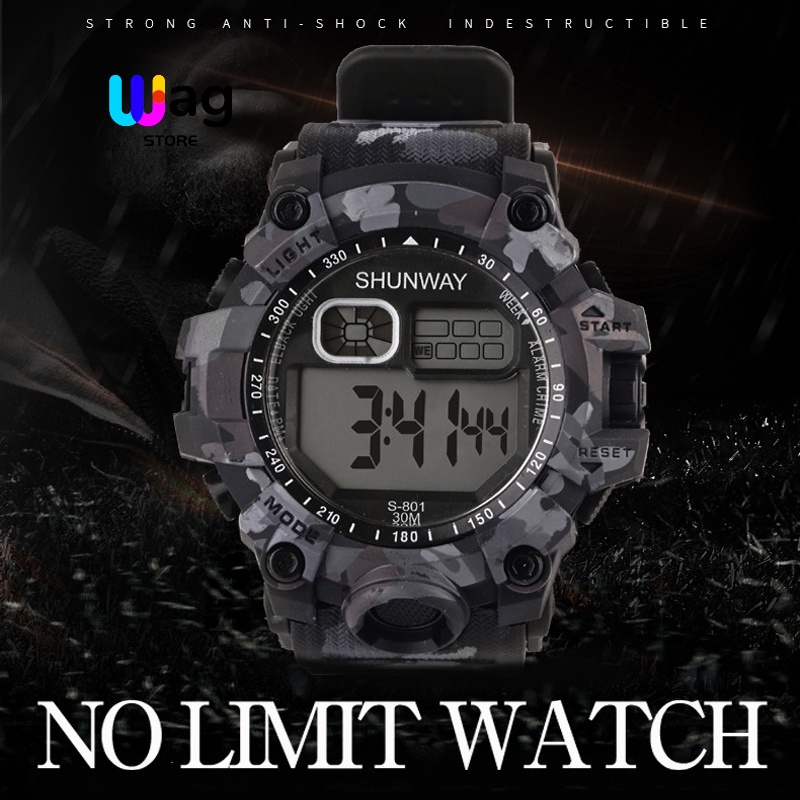Shunway Relógios Masculinos Digital Luxo  Esportivas Prova Da água de  LED Originais S-801Camuflar