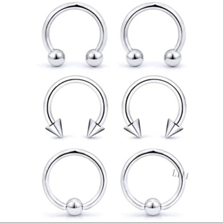 6Pçs Aço cirúrgico septo ferradura piercing aro sobrancella lábio umbigo da barriga em Oferta na Shopee