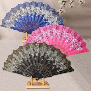kids toys Nova dança em estilo chinês/espanhol, festa de casamento, renda e seda dobrável, portátil, leque de flor para presente e venda por atacado, 2021