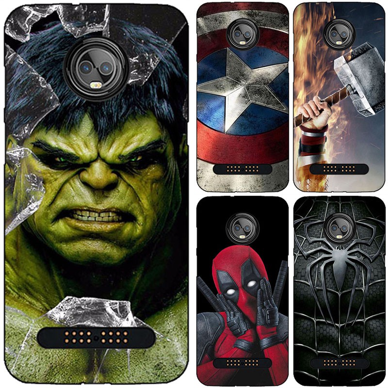 Motorola Moto Z2 Force XT1789-05 4G LTE Phone Case Silicone TPU Soft Marvel Superhero Covers