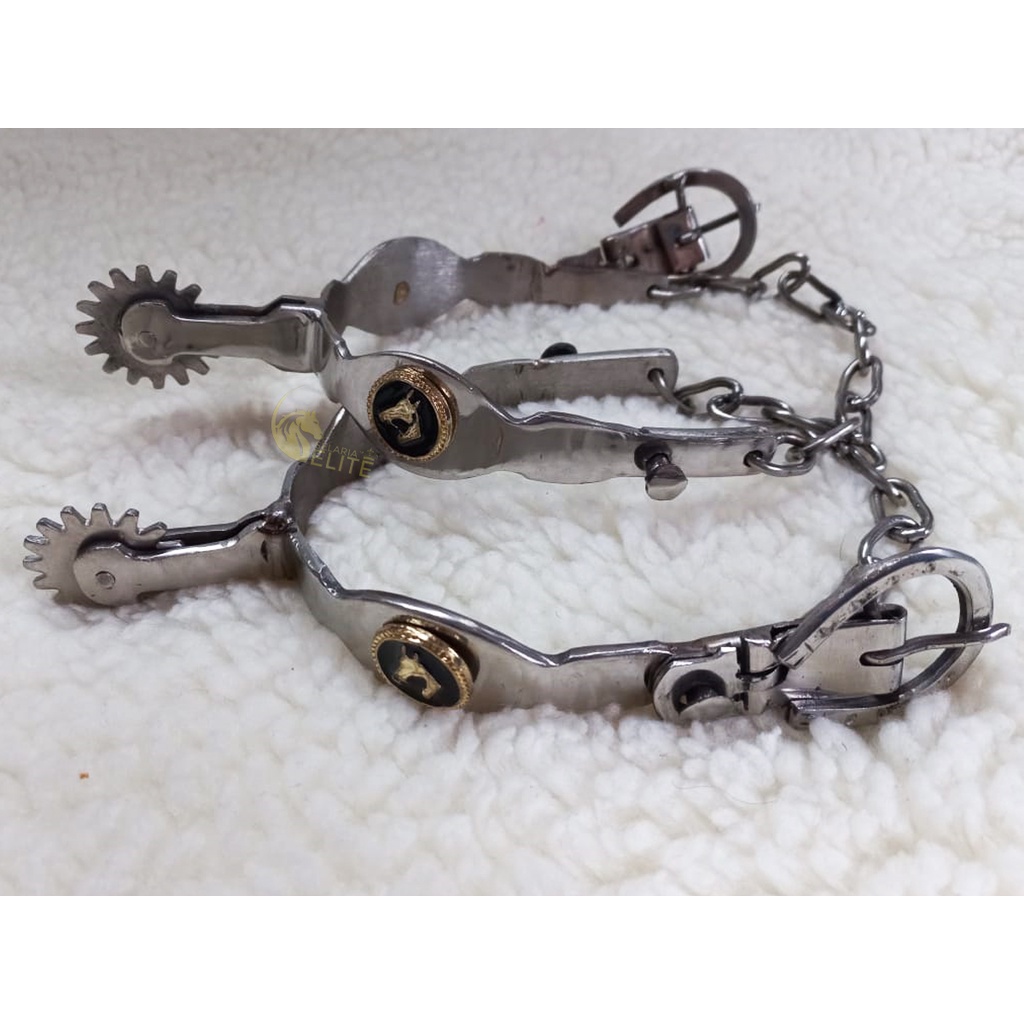 Espora Inox Aplique Cavalinho +Correias