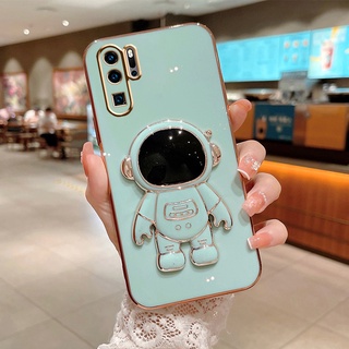 Stand Case Para Samsung Galaxy Note 10 Plus 20 Espaço Ultra Astronauta Dobrar Suporte Chapeamento De Silicone Macio Tampa Do Telefone