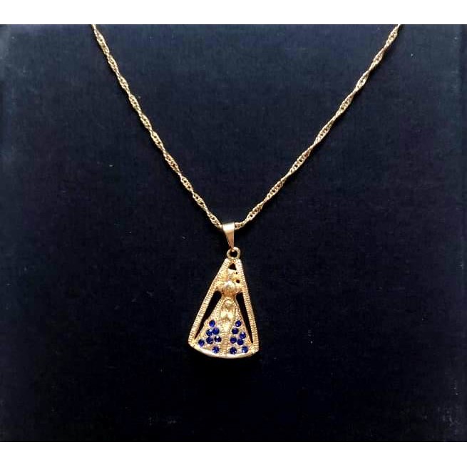 Colar correte gargantilha folheada folheado ouro com pingente strass Nossa Senhora Aparecida