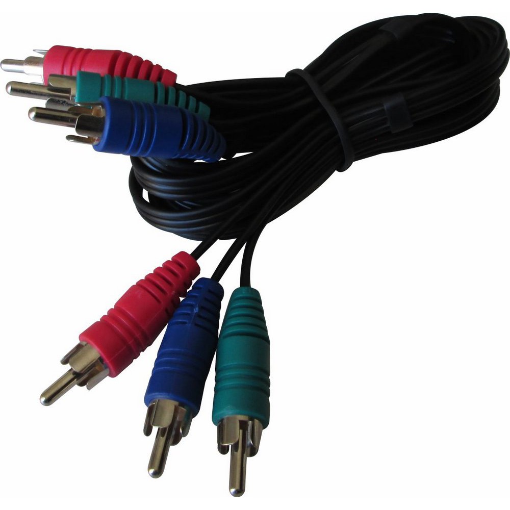Cabo Video Componente AZUL VERDE VERMELHO Profissional Blindado 1.8 metros = 3 RCA MACHO X 3 RCA MACHO = RGB Y PB PR Emborrachado 75 Ohms para Video DVD BluRay TV LCD