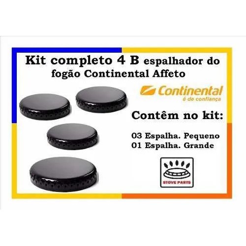 Kit Espalhador Peça Fogão Continental Affeto - 4 Bocas