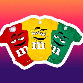 Body Tematico de Bebe Mesversario Infantil - M&M´s - Escolha o Modelo