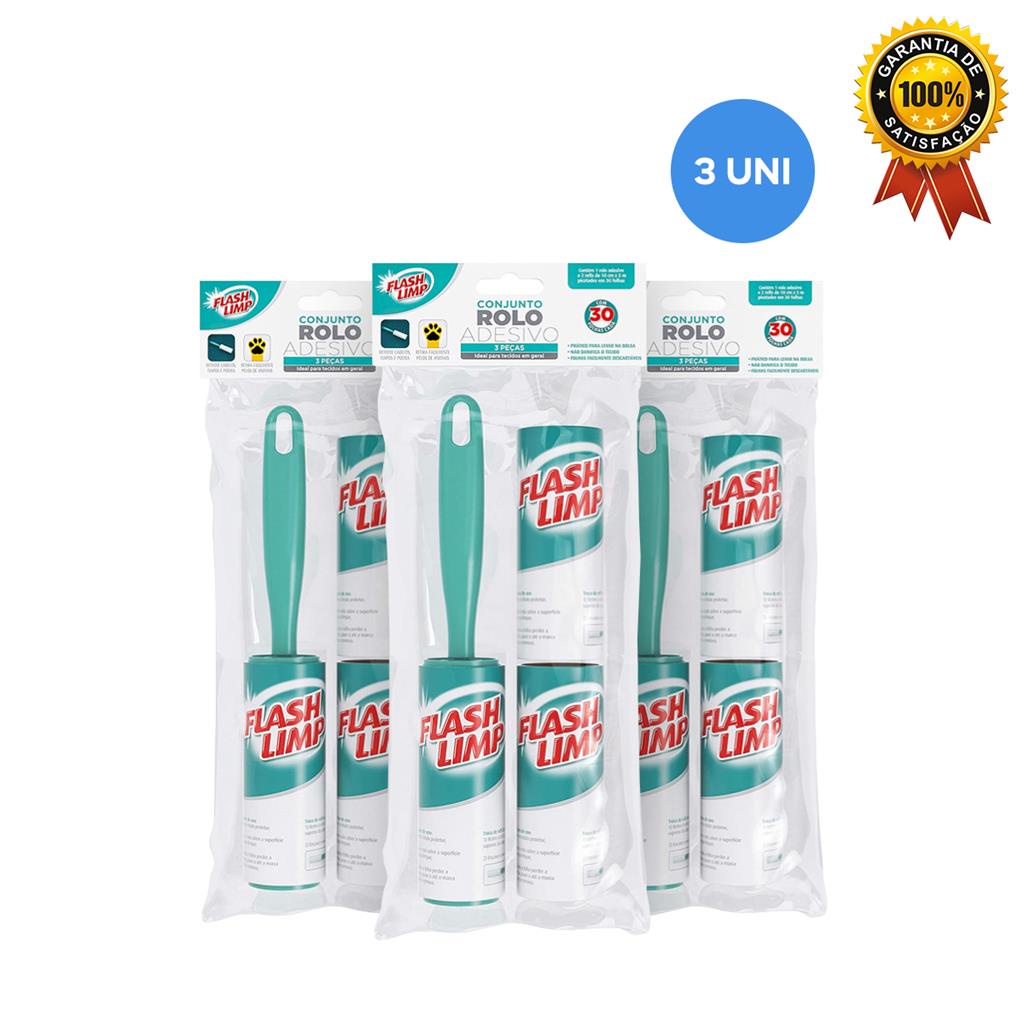 Conjunto Rolo Adesivo E 2 Refis Kit 3 Uni CST0085 Flash Limp em Oferta na Shopee