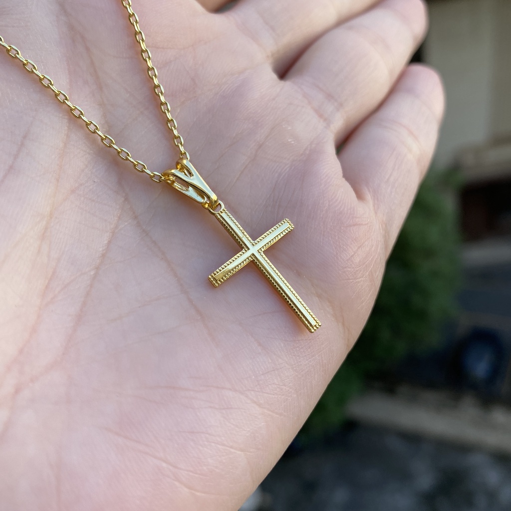 Pingente Masculino De Ouro Crucifixo Liso Cruz Pequena Banhado a Ouro 24k