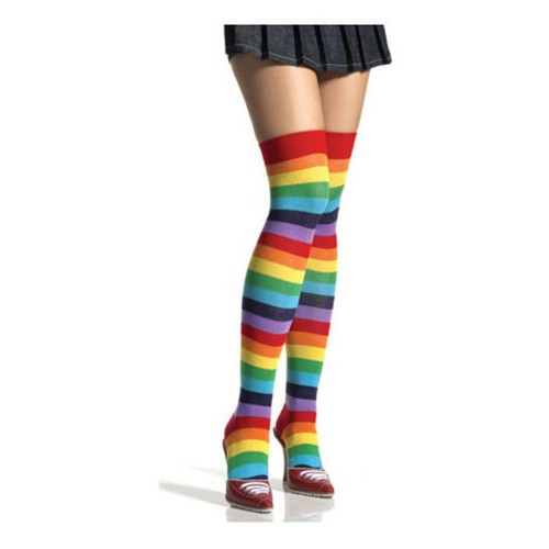 Meia Listrada Colorida 7/8 Acessório Fantasia Festa Fantasia em Oferta na Shopee