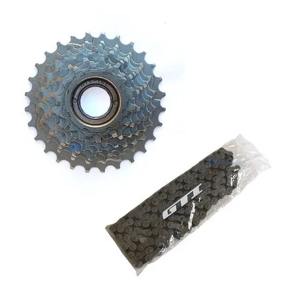 Catraca Roda Livre 8v Rosca 13/28d Gts E Corrente Index Bike em Oferta na Shopee