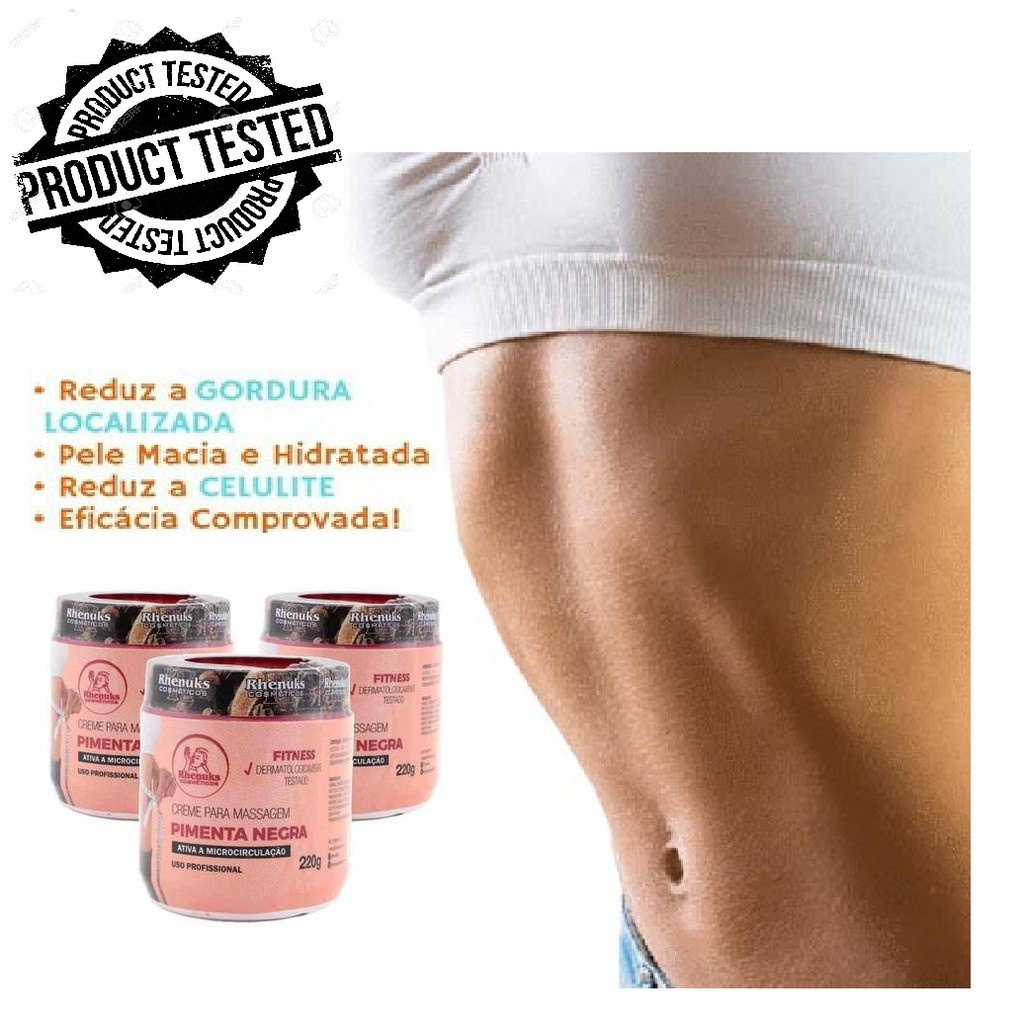 Gel Creme Redutor De Gordura Pimenta Negra Rhenuks  220g