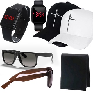 Kit Masculino Oculos + Carteira + Relógio Digital + Bone Promoção Imperdivel