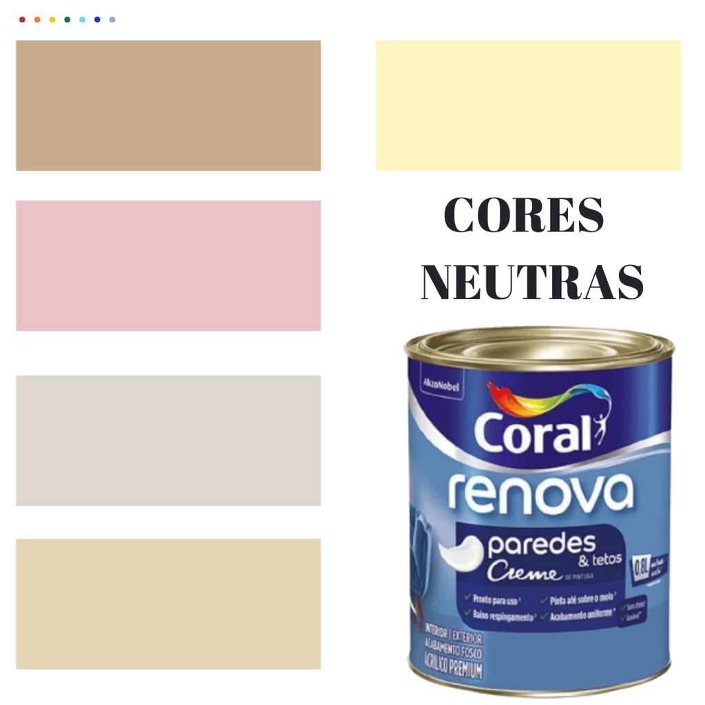 Tinta de Parede Acrílica Cor Bege Coral 800ml Lavável Premium Antimofo Cor Palha /Cor Broto de Feijão / Cor Areia / Cor Meia luz / Cor Rose Gold /Bege claro/Cor Verde Menta /Cor Papel picado