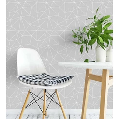 Papel de Parede geométrico poligonos em Tons de Cinza e Branco