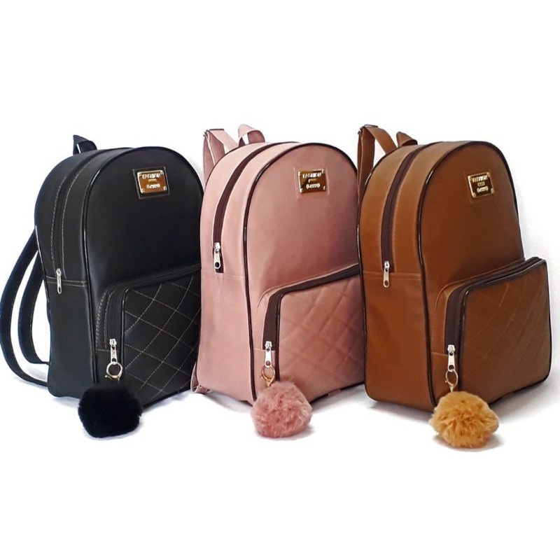 Bolsa Mochila feminina de Couro Sintetico. MODA PREMIUM Bolsas femininas de moda SEM POMPOM CAPADOCCI em Oferta na Shopee