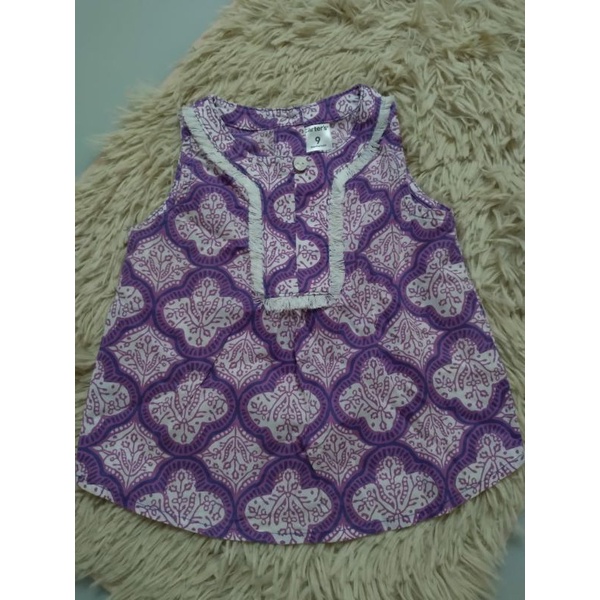 Blusinha Bata Bebê Carter's Tamanho 9 meses - Bata Infantil Importada