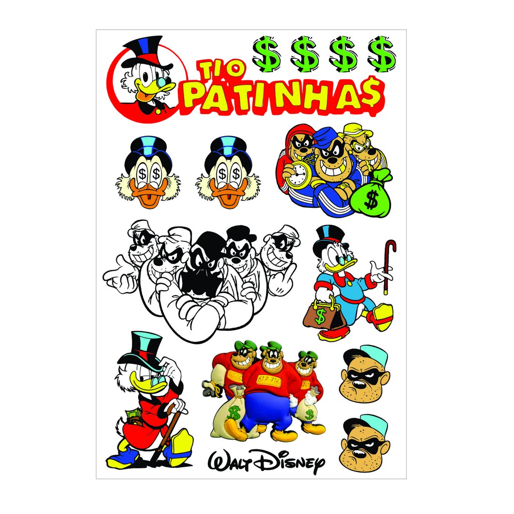 Cartela de Adesivos do Tio Patinhas Irmãos Metralha Disney para ...