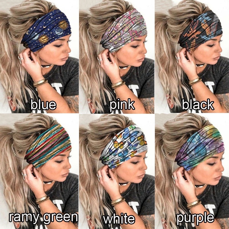 Esportes Femininos 3D Impressão Esticada Fita De Cabeça Absorvente De Suor Respira Quick Dry Yoga Running Hair Band Elástica Chic Turban Headwraps Antiderrapantes