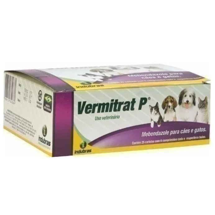 Vermifugo Vermitrat P X 6 comprimidos - Vermífugo para cães e gatos