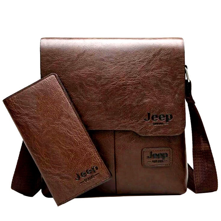 Bolsa de negócios masculina, Kit de 2 peças, carteira masculina + um ombro saco de negócios horizontal.