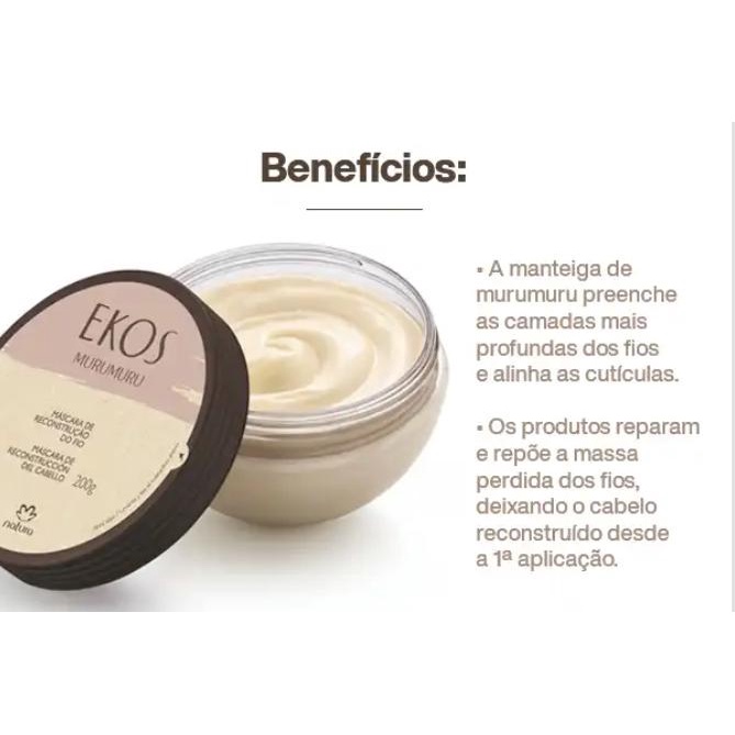 Mascara de Hidratação Reconstrução e nutrição dos Fios Ekos MURUMURU 200g  Natura | Shopee Brasil