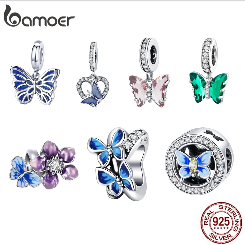 Bamoer Miçangas 925 Prata Multi Estilo Borboleta Elemento Charmoso Para Colar De Faça Você Mesmo Joias em Oferta na Shopee
