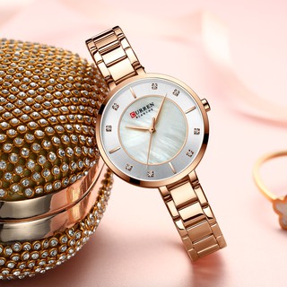 Curren Relógio De Quartzo Feminino Com Pulseira De Aço Inoxidável À Prova D 