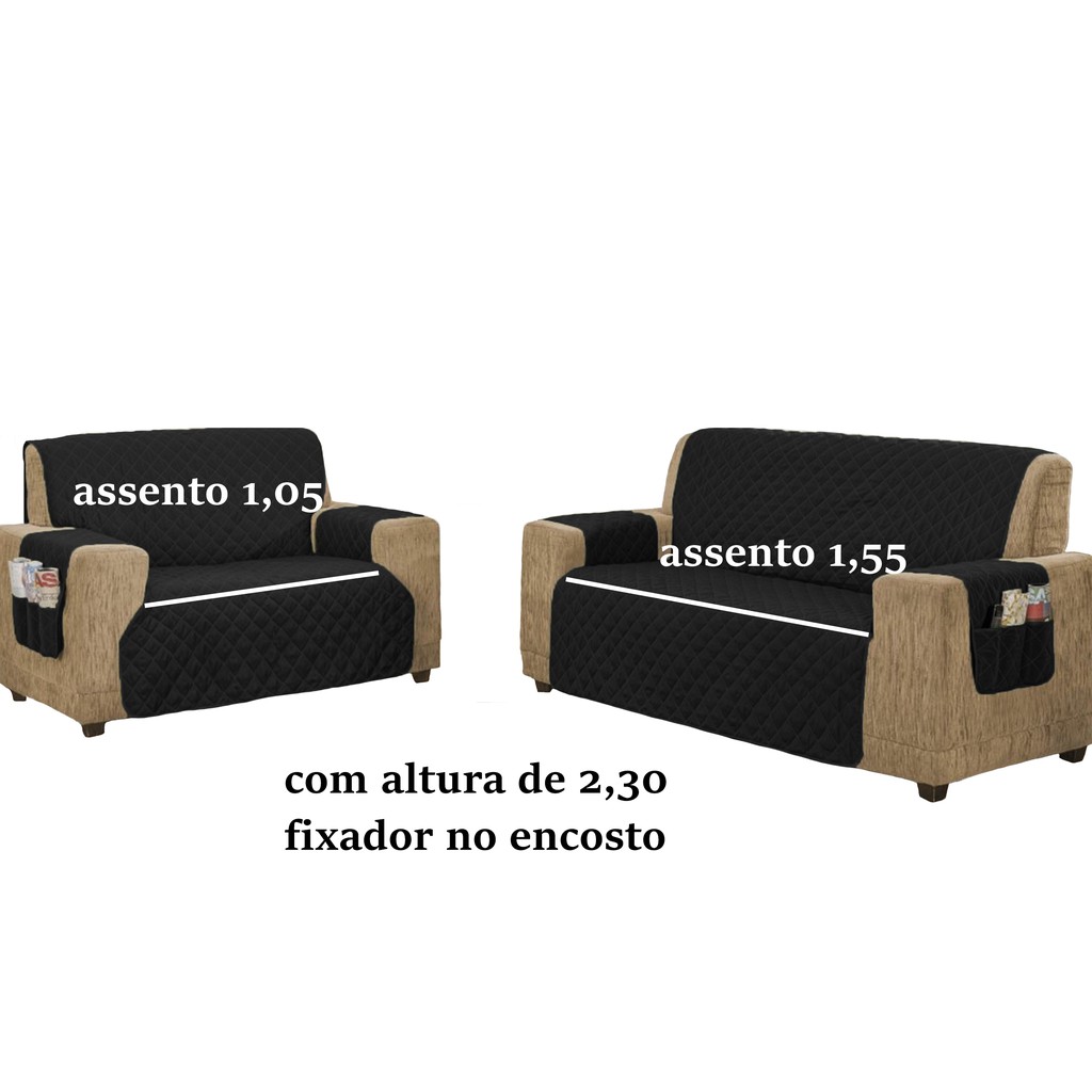 jogo protetor de sofa retratil assento 1,55 x 1,10 .100fios , com fixador  no encosto, forrado com tecido branco por baixo | Shopee Brasil