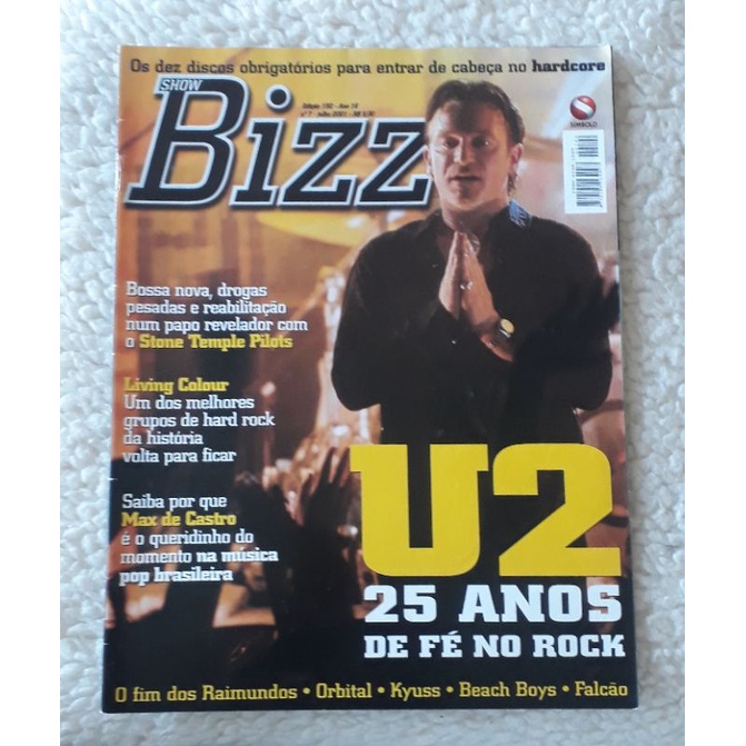 Revista Show Bizz Edição 192 Ano 16 Número 7 Julho/ 2001 U2 + Brinde