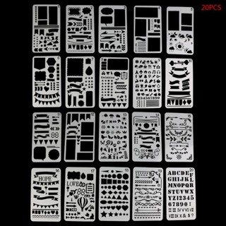 BHT 20Pcs Stencil Set Planner Drawing Template Decor Craft em Oferta na Shopee