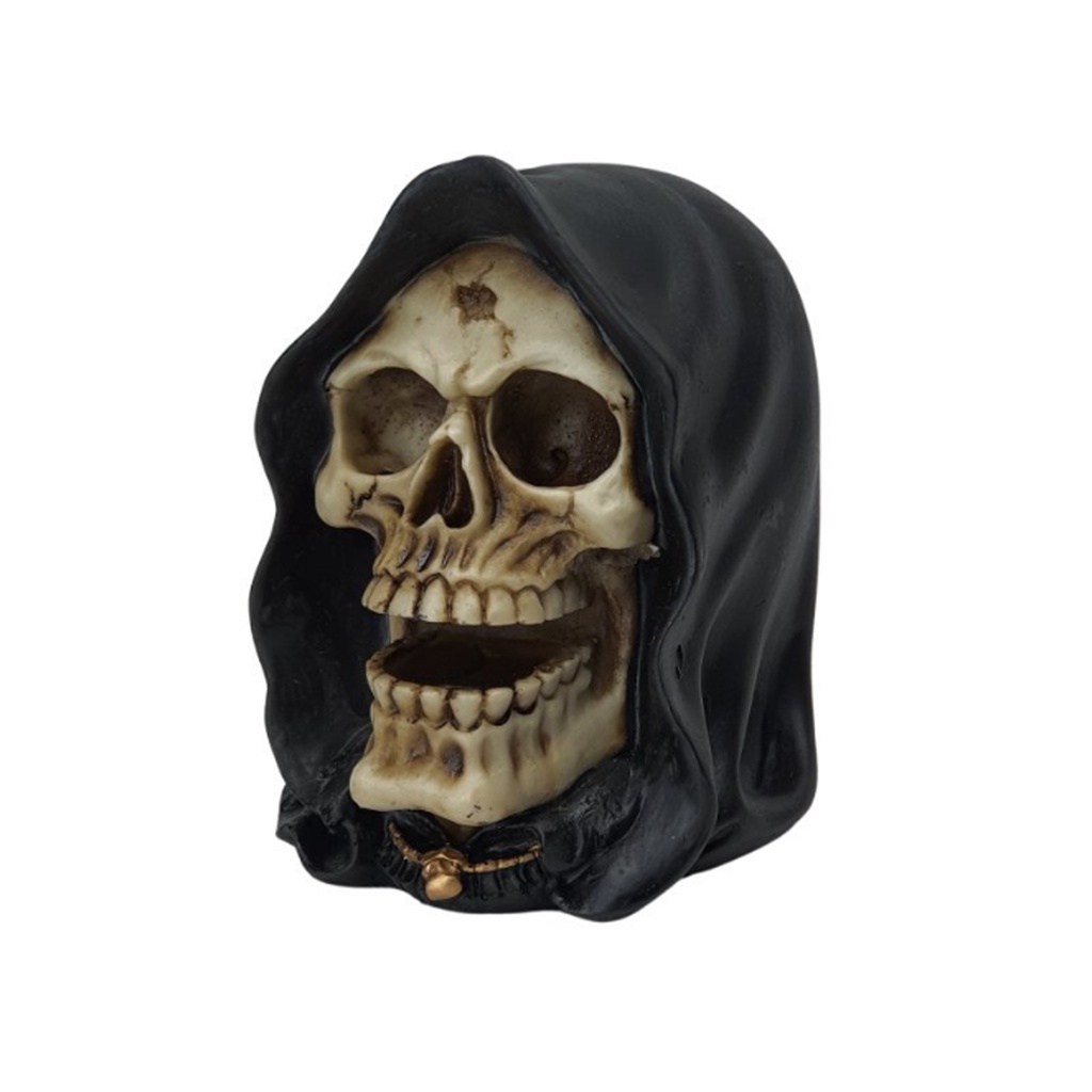 ESTATUA DECORATIVA CRANIO CAVEIRA MORTE 16CM em Oferta na Shopee