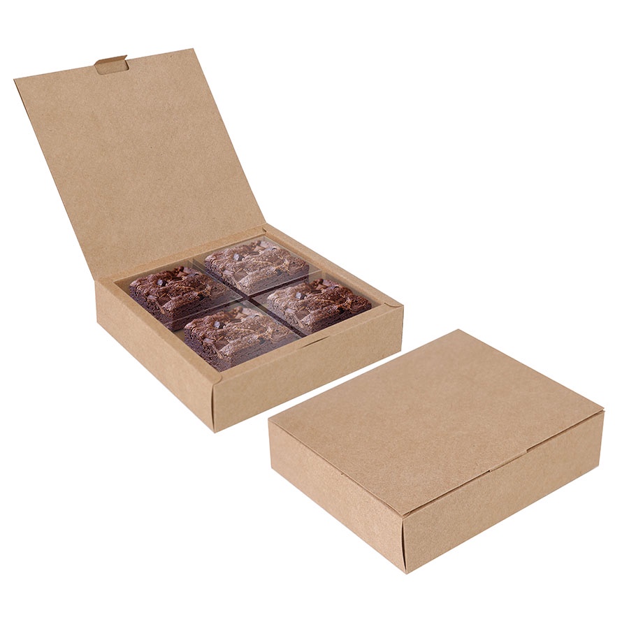 Caixa para 04 Brownies Kraft 17x17x4cm - 10 un - Cromus em Oferta na Shopee
