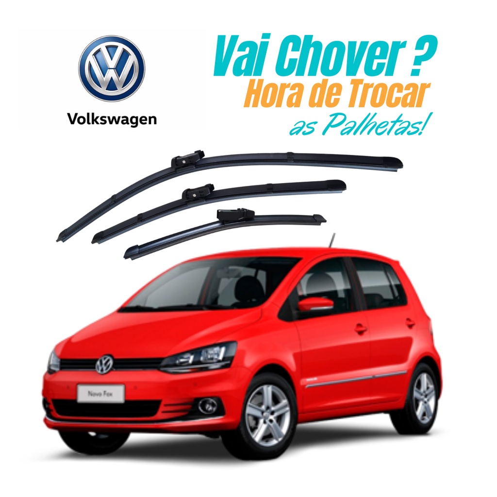 Kit Palheta Limpador Parabrisa Dianteiro + Traseiro Vw Novo Fox 2013 2014 2015 2016 2017 2018 2019 em Oferta na Shopee