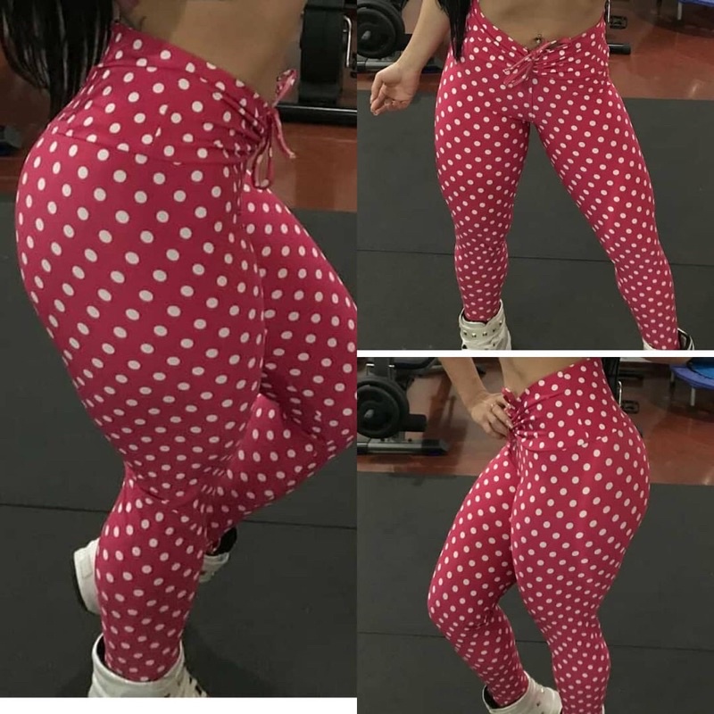 Leg Grossa Cós Alto Roupa De Academia Moda Feminina  poa e estampada