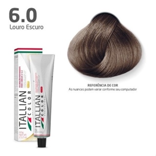 Coloração Itallian Color 6.0 Louro Escuro Profissional Tubo 60gr em Oferta na Shopee