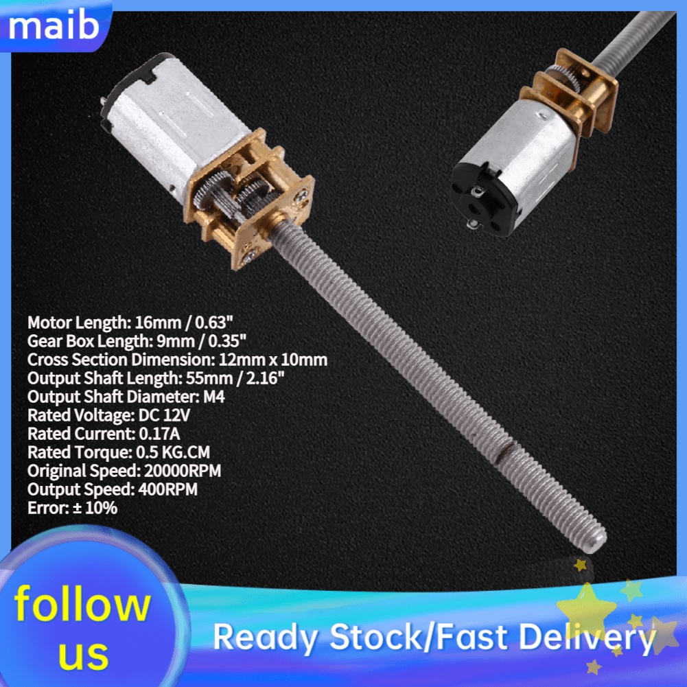 Moteur Réducteur Micro N20 12V 400rpm - Arbre 16mm Avec Vis M4x55mm, Marque TICFOX