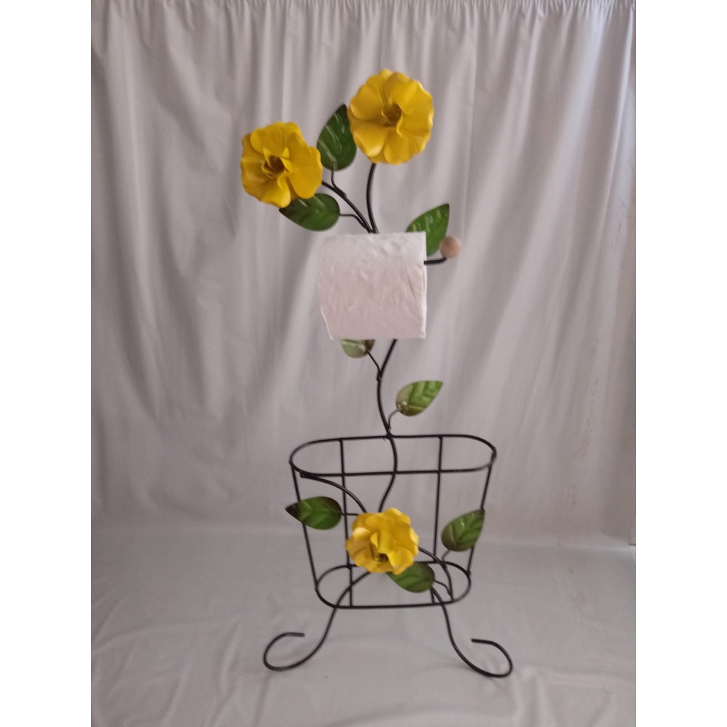 Suporte Para Papel Higienico Com Porta Revista Detales Em Flores E Folhas Artesanal Varias Cores em Oferta na Shopee
