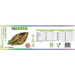 Rice Protein 660g Sabor Chocolate WVegan Vegano Proteina de Arroz ...