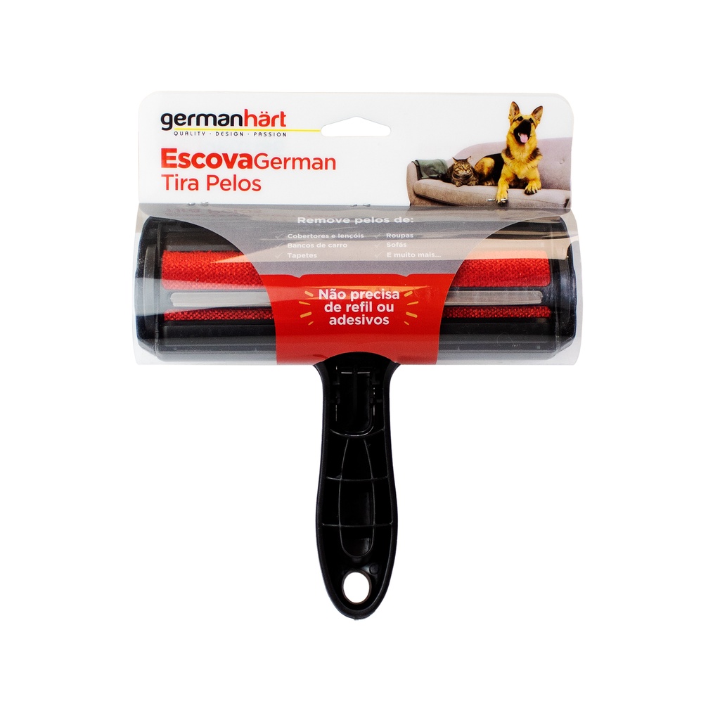 Escova Tira Pelos Preto e Vermelho - GermanHart