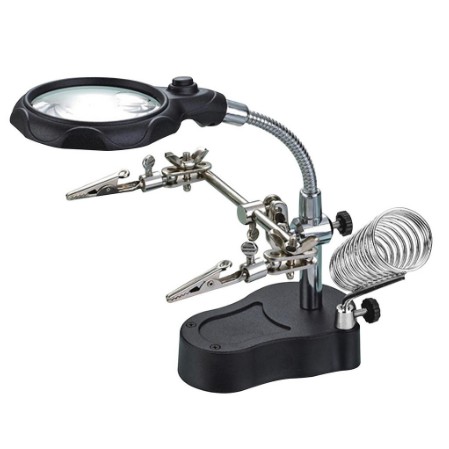 3.0x 12x Desktop Lupa De Luz Led Ajuda As Mãos Lupa De Mesa Stand Com Clipes Jacaré Ajustável Lupa Para Ajudar A Mão