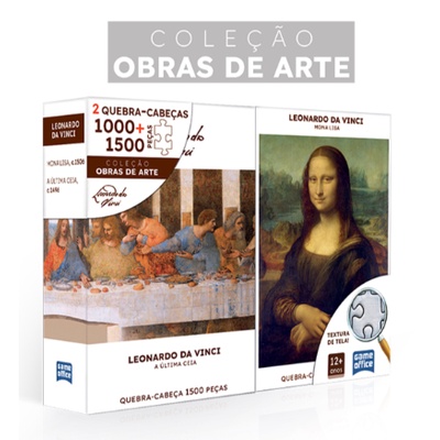 Quebra-Cabeça Puzzle Mona Lisa e A Última Ceia 1000 peças + 1500 peças - Leonardo da Vince - Game Offcice/Toyster