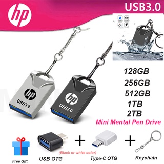 HP Mini USB Flash Drive Pen 128GB 256GB 512GB 1 2TB Tb U Disk Portátil USB3.0 Memory Stick Com Keychian
