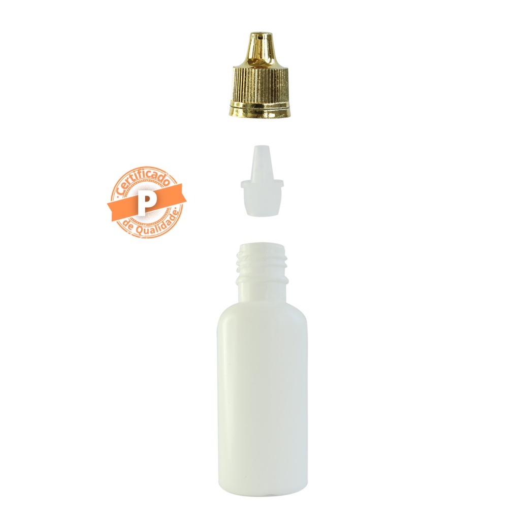 Frasco Plástico Branco C/ Conta Gotas 30ml (10 Unidades)