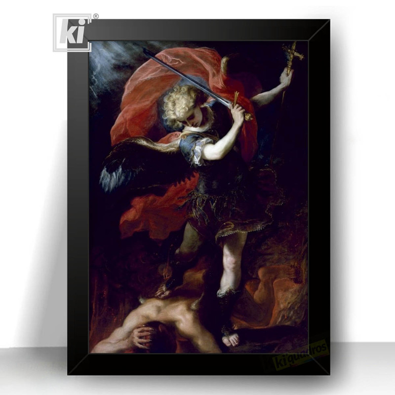 Quadro Sacra Proteção Anjo São Miguel Arcanjo Decorativo