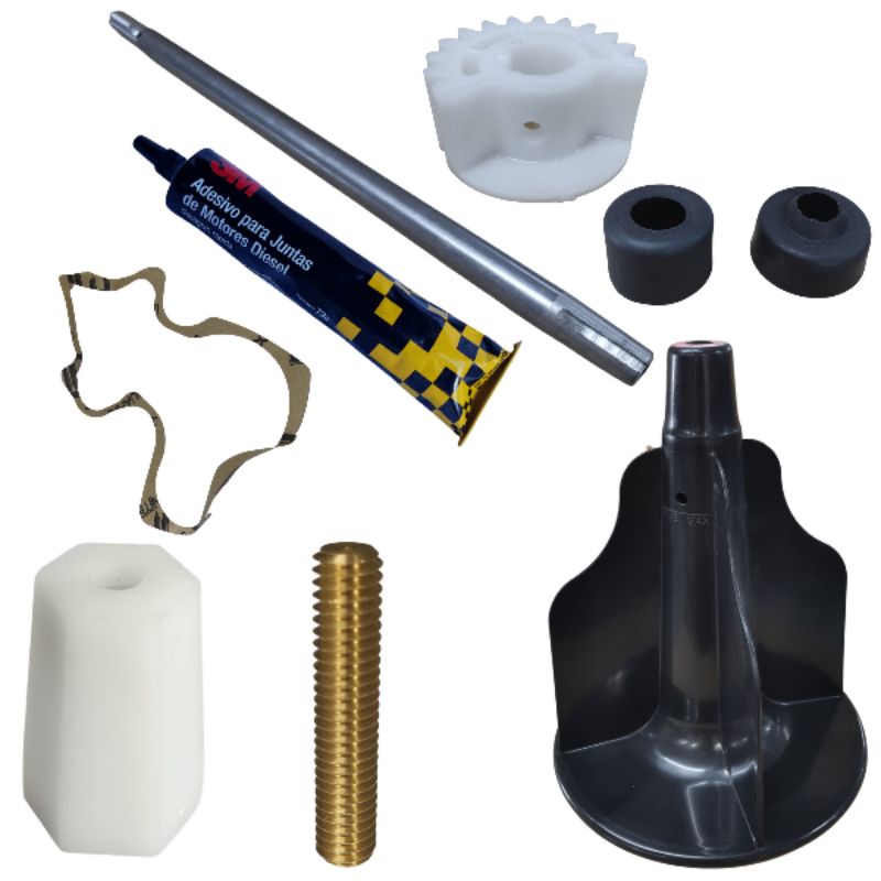 Kit para lavadora Muller Plus e Pioneira 1 agitador sextavado, 1 prisioneiro, 1 sextavado, 1 junta, 1 cola, 1 eixo, 1 engrenagem, 1 luva e 1guarda pó