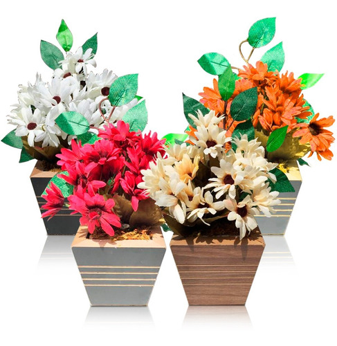 Arranjo De Flores Artificiais Decoração Vasos Margarida | Shopee Brasil